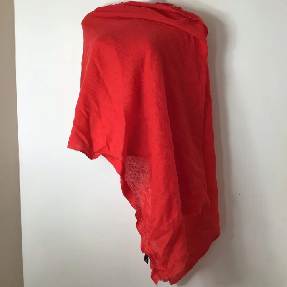Cashmere scarf women Nepal Bright Coral Knit Scarf with Care Tag - Picture 5 of 5